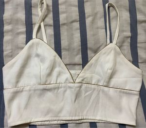 White Spaghetti Strap Crop Top