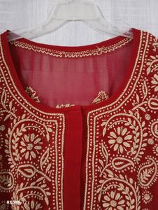 Red Chikenkari Kurta ❤
