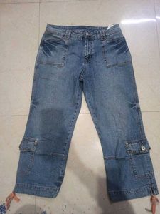 Vintage Denim Cargo Capris
