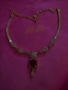 Elegant Gold-Tone &amp; Ruby Necklace