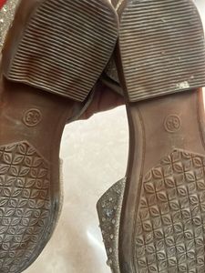 Sparkly Gold Ankle Strap Flats