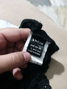 44156. Black Lace Trim Halter Top