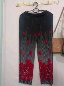 Polyester Floral Print Straight Pant