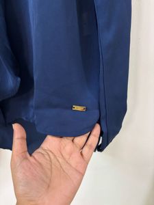 Navy Blue Blouse with Scarf Detail