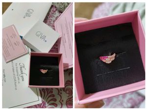 Giva Silver 925 Rose Gold Feathered Love Ring