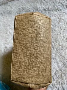 Tan Structured Top Handle Bag