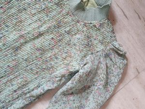 Full Neck Puffy Sleeves Body Fitting Dress