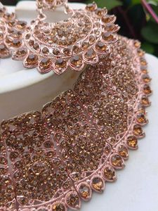 rosegold diamond necklace set