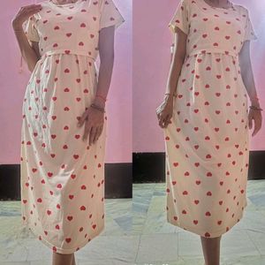Cute Heart Print Maternity Gown