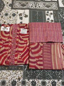 Dress Material - Red & Beige