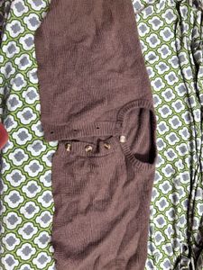 Brown Knit Vest with Buttons