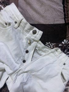 White Denim Straight Jeans