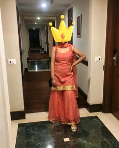 Peach Sharara Set