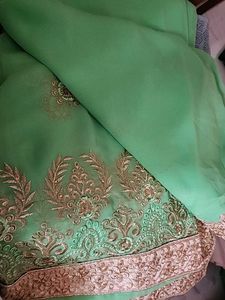 Beautiful Parrot Green Saree