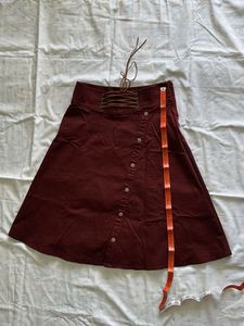 High Waist Classic Burgundy Tokyo Talkies Skirt
