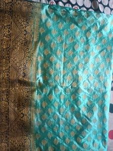 Teal &amp; Gold Dress Material