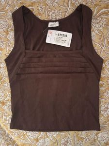 Brown Ribbed Knit Set