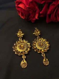 Gold Floral Dangle Earrings