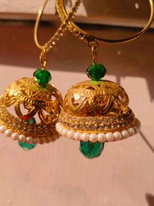 Green And Golden Earrings.