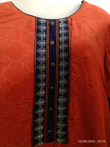 Rust Red With Navy Blue Avaasa Brand Kurta(xl)