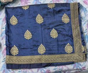 Silk saree Blue And Golden (3 Peice)