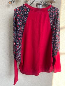 Stylish Red &amp; Floral Sleeve Top