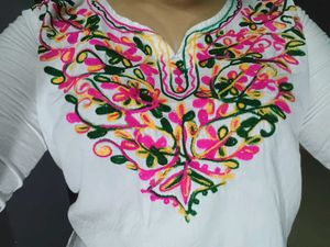 Embroidered White Tunic Top