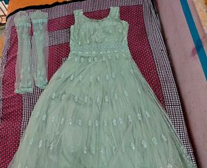 Elegant Silver Embellished Gown