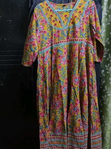 Mustard Green Colour Anarkali Suit Set
