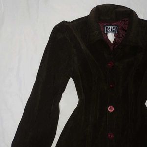 Velvet Maroon Blazer Type Jacket