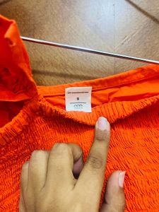 Orange Smocked Top