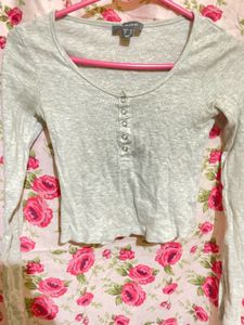 Primark Grey Ribbed Crop Top