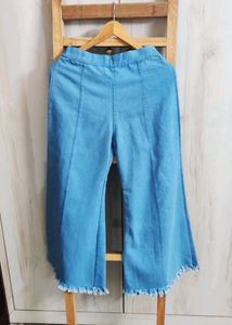 Denim Flare Pants with Frayed Hem waist -28