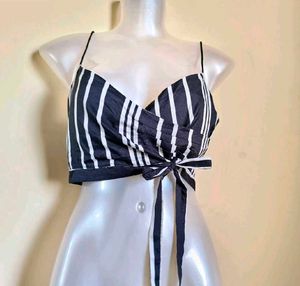 Striped Tie Crop Top Extra Small Size