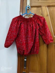 Red Floral Off-Shoulder Top