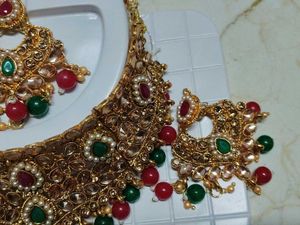 Premium Jewellery Set  With Red Hilighted Kundand