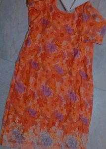 Organza Orange Floral Suit
