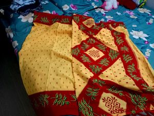 Yellow and Red Saree