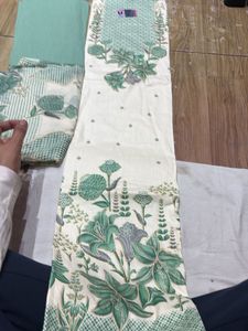 Green Floral Embroidered Cotton Suit
