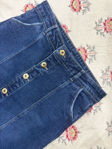 Button Front Denim Mini Skirt