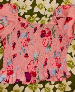 Floral Smocked Crop Top