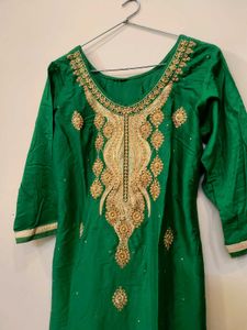 Elegant Green And Golden Suit
