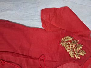 Elegant Red Embroidered Shrug