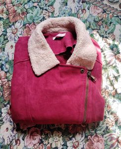 Burgundy Faux Suede Jacket