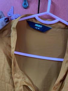 Max Mustard Tie-Neck Satin Shirt XL