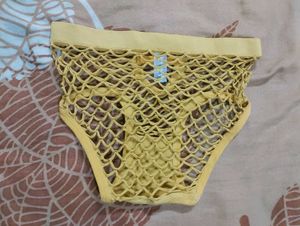 Yellow Fishnet Panty