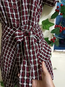 Checked Korean Shirt Dress
