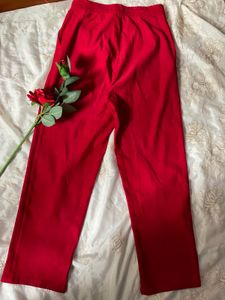 Red Velvet Straight Pants