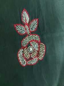 Olive Dark Handwork Frill Heavy Work Saree