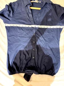 Navy Blue Button-Up Bodysuit